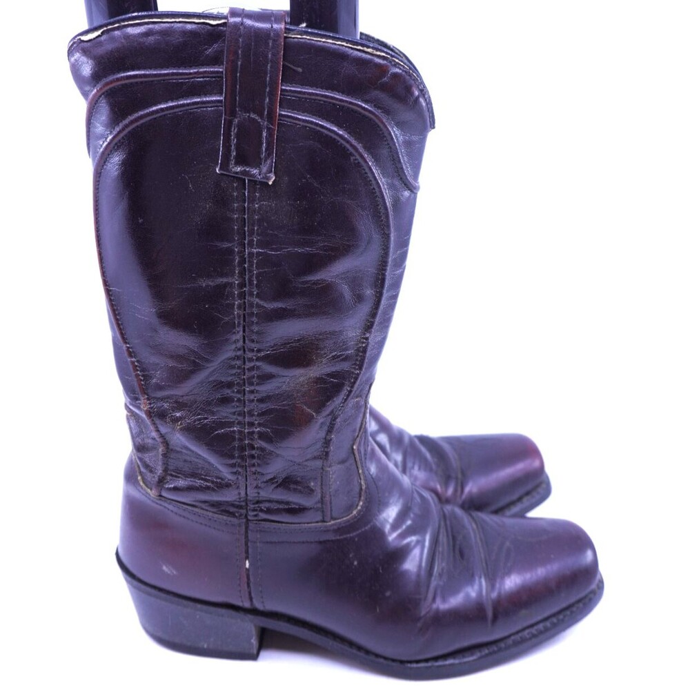 ACME Mens Cowboy Boots Size 8.5 EW Extra Wide USA Dark Brown Reddish USA